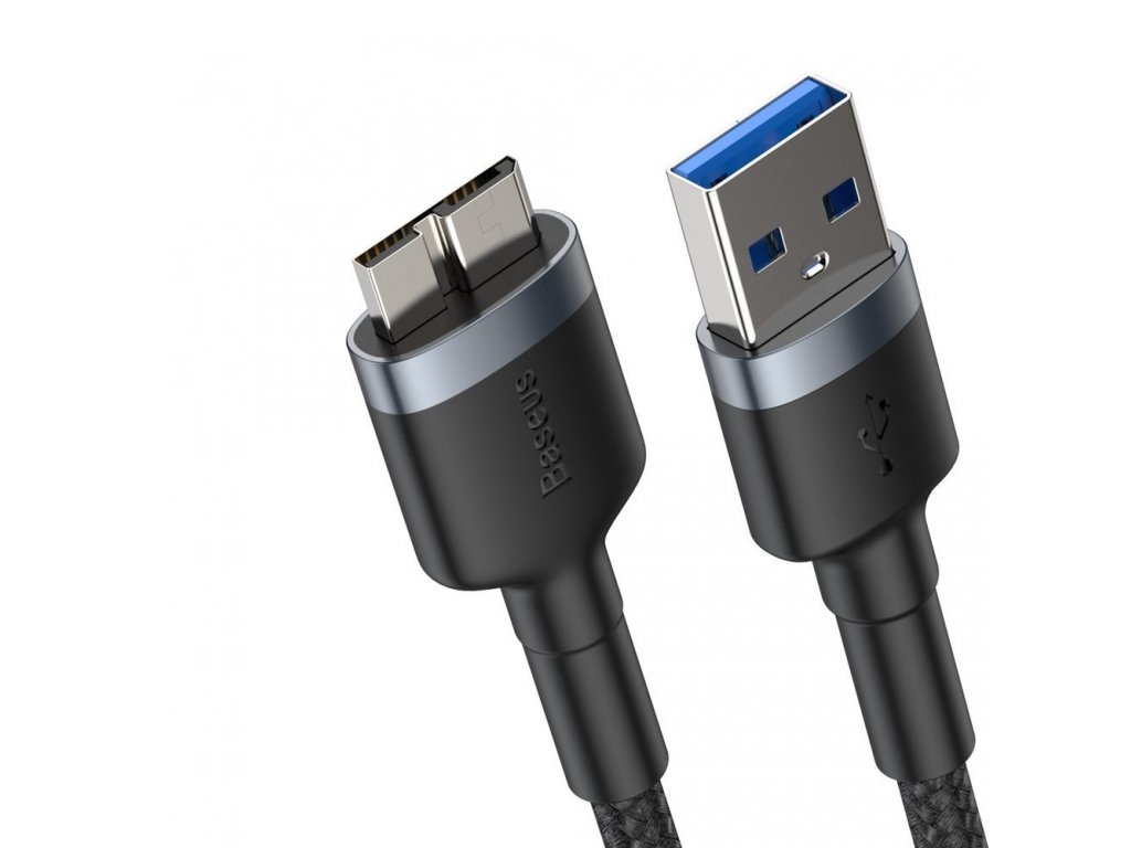 Cafule Cable prodlužovací odolný nylonový kabel USB 3.0 / micro USB SuperSpeed 2 A 1 m šedý (CADKLF-D0G)