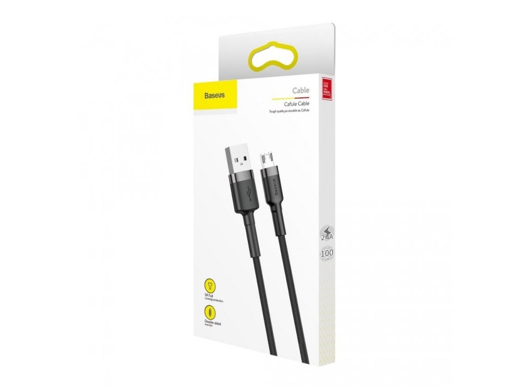 Cafule Micro 2,4A USB kabel 1 metr šedý/černý CAMKLF-B91