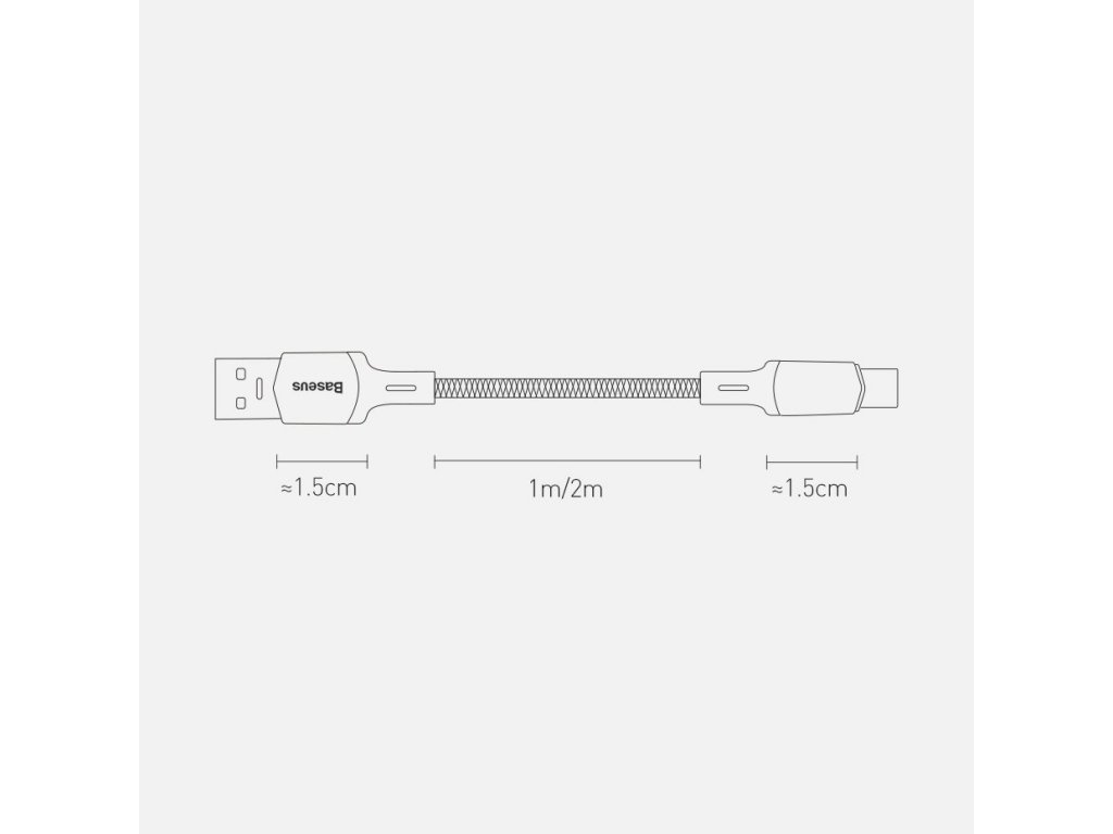 Cafule nylonový kabel USB - USB Typ C pro rychlé nabíjení VOOC Quick Charge 3.0 5 A 2 m zelený (CATKLF-VB06)