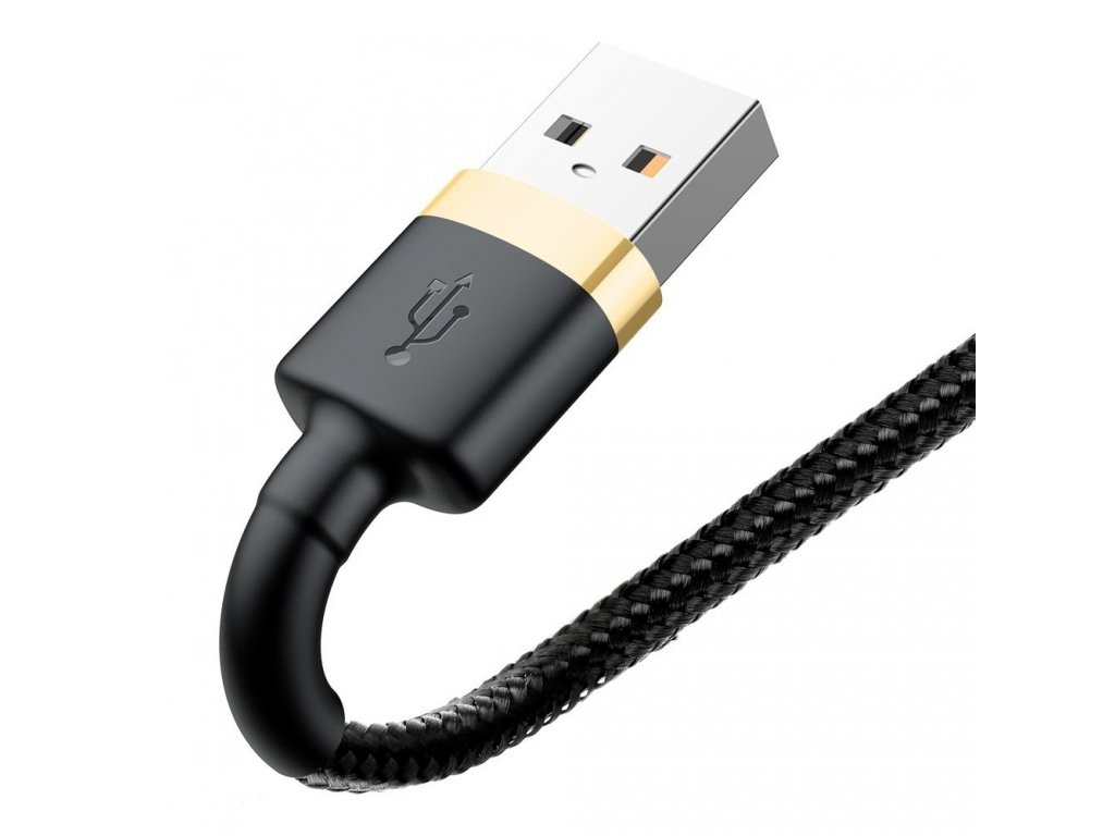 Cafule odolný nylonový kabel USB / Lightning QC3.0 2A 3M černo-zlatý