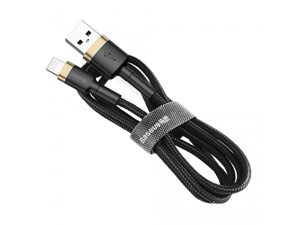 Cafule odolný nylonový kabel USB / Lightning QC3.0 2A 3M černo-zlatý