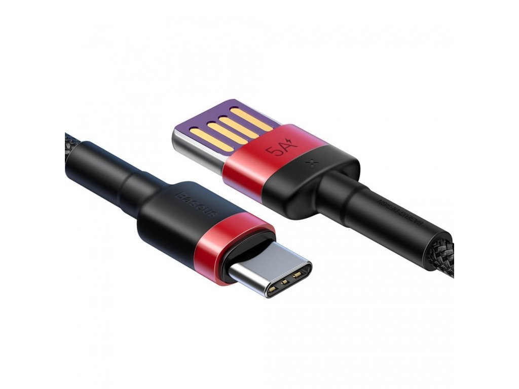 Cafule odolný nylonový kabel USB Typ C SuperCharge 40W Quick Charge 3.0 QC 3.0 1m černo-červený (CATKLF-P91)