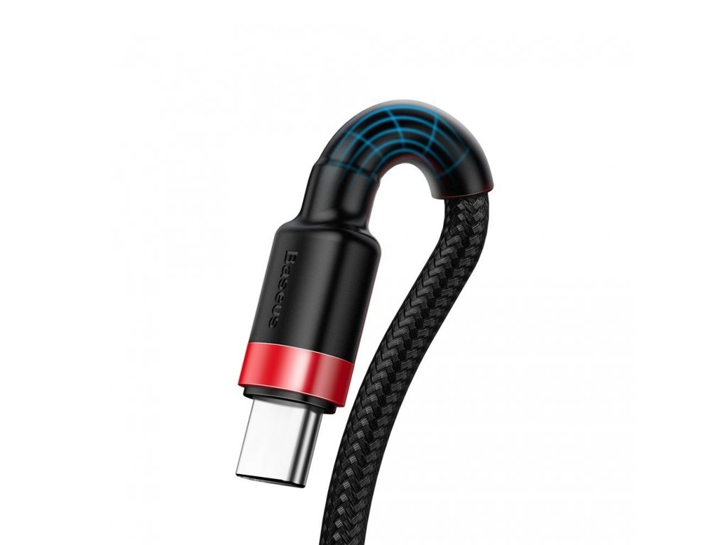 Cafule odolný nylonový kabel USB Typ C SuperCharge 40W Quick Charge 3.0 QC 3.0 1m černo-červený (CATKLF-P91)