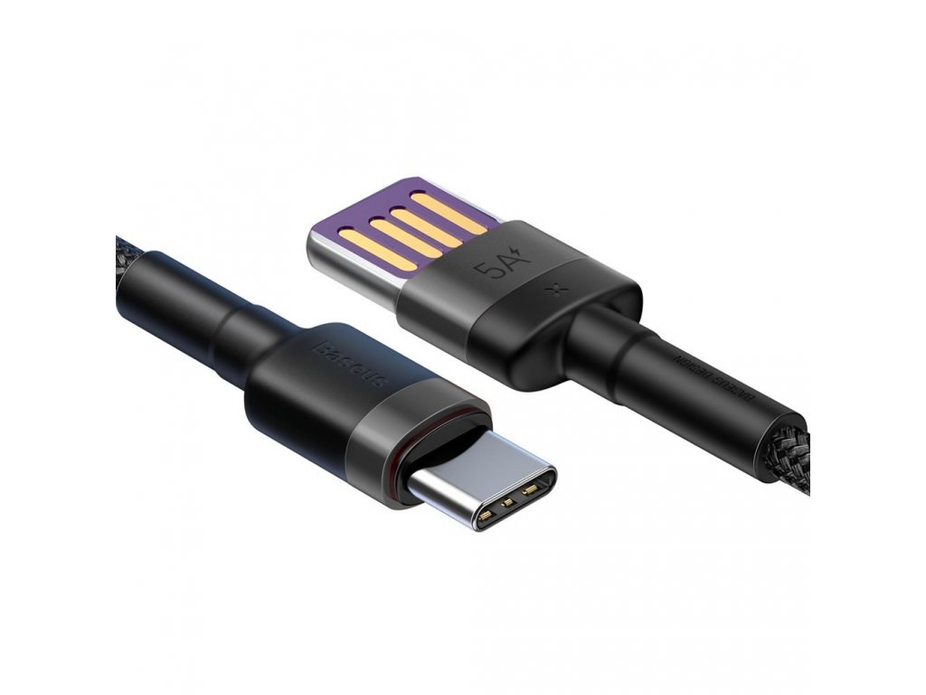 Cafule odolný nylonový kabel USB Typ C SuperCharge 40W Quick Charge 3.0 QC 3.0 1m šedě-černý (CATKLF-PG1)