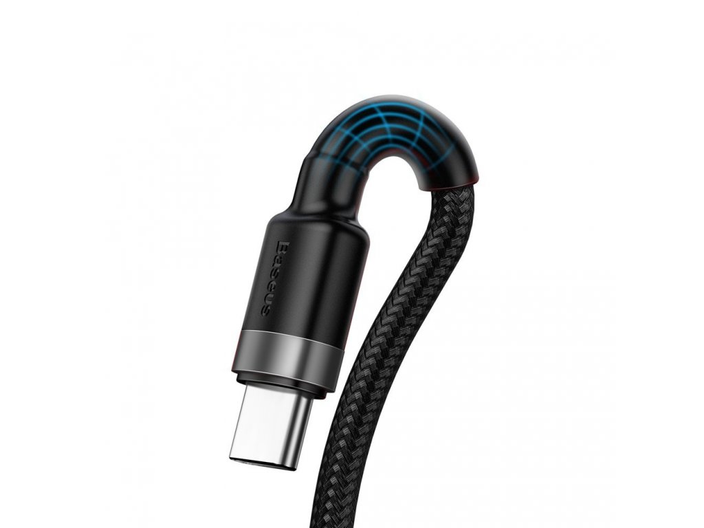 Cafule odolný nylonový kabel USB Typ C SuperCharge 40W Quick Charge 3.0 QC 3.0 1m šedě-černý (CATKLF-PG1)