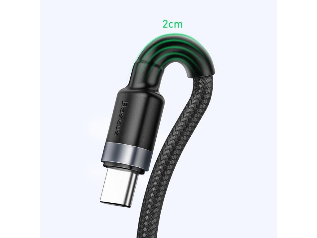 Cafule odolný nylonový kabel USB Typ C SuperCharge 40W Quick Charge 3.0 QC 3.0 1m šedě-černý (CATKLF-PG1)