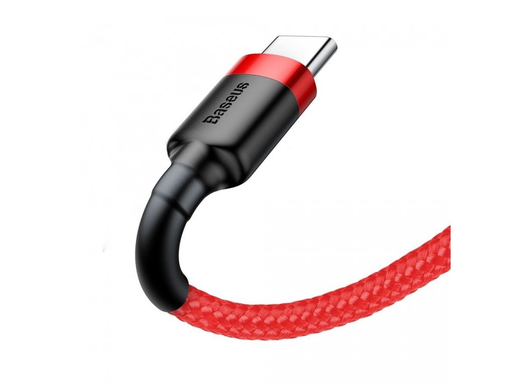 Cafule odolný nylonový kabel USB / USB-C QC3.0 2A 3M  červený