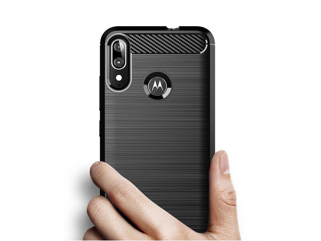 Carbon Case elastické pouzdro Motorola Moto E6 Plus černé