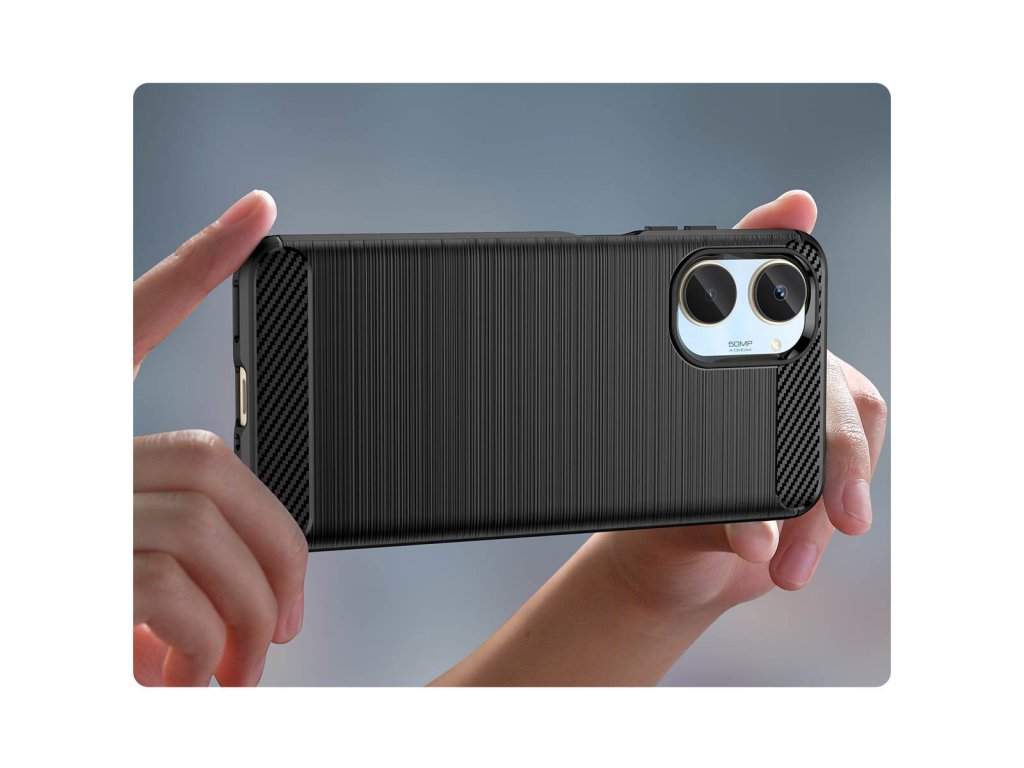 Carbon Case flexibilní silikonový karbonové pouzdro pro Realme 10 - černý