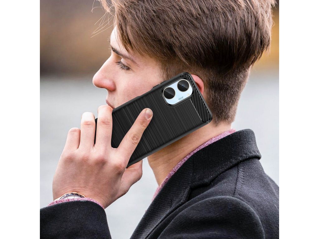 Carbon Case flexibilní silikonový karbonové pouzdro pro Realme 10 - černý