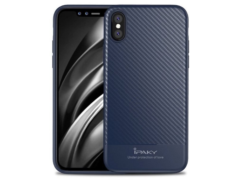 Carbon Fiber elastické pouzdro iPhone X modré