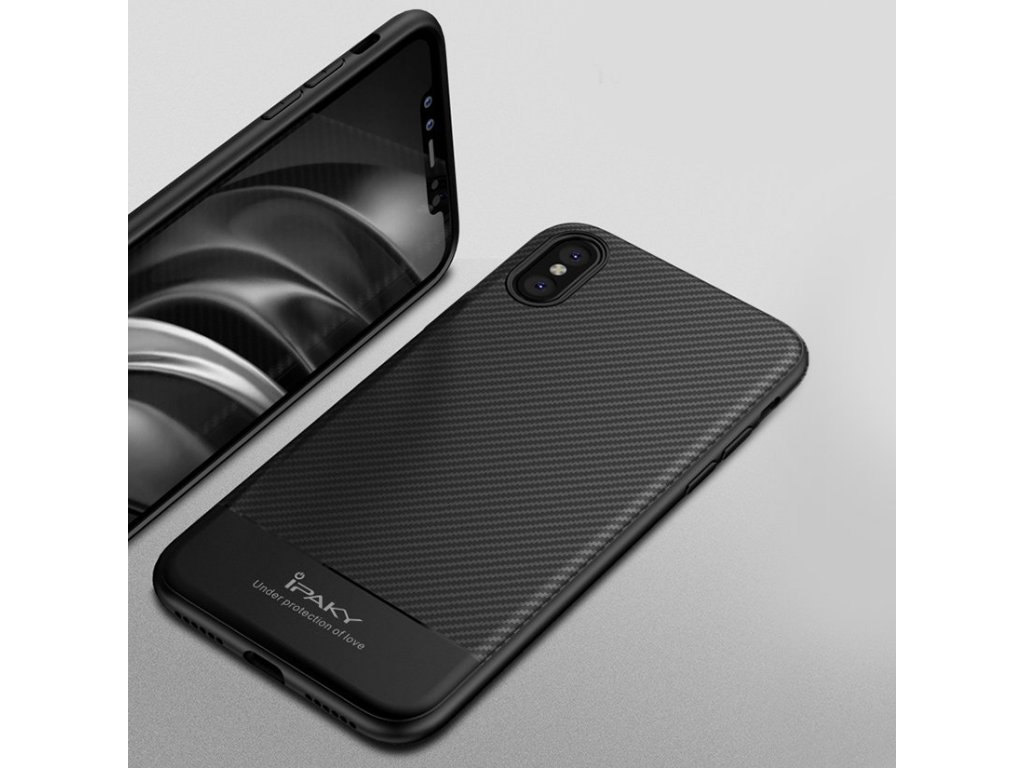 Carbon Fiber elastické pouzdro iPhone X modré