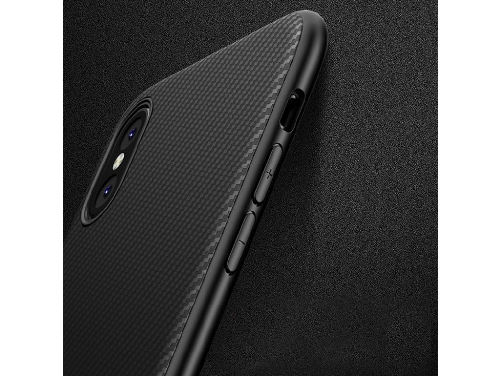 Carbon Fiber elastické pouzdro iPhone X modré