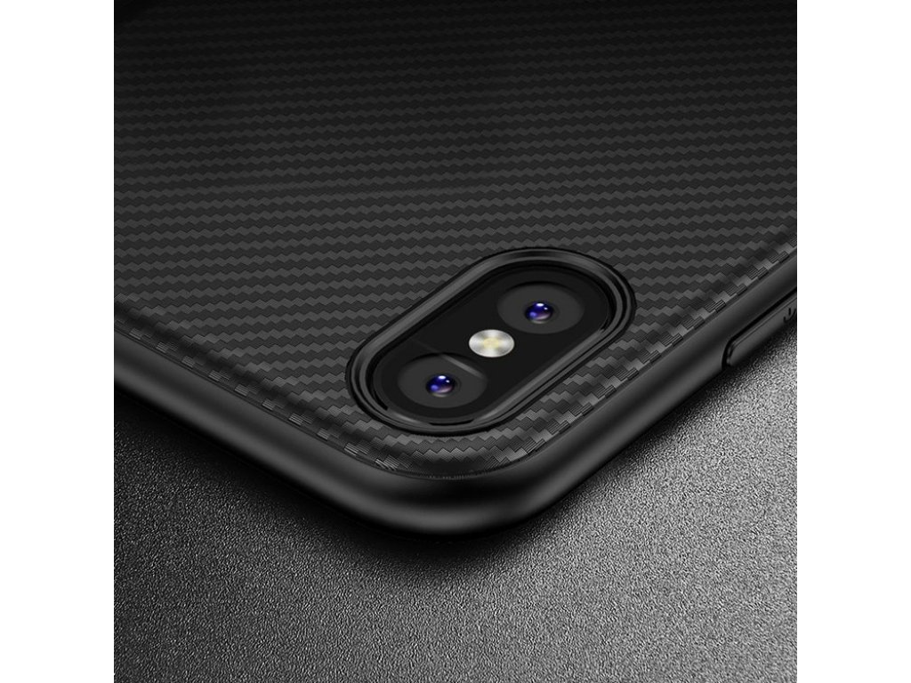 Carbon Fiber elastické pouzdro iPhone X modré