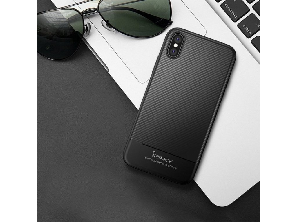 Carbon Fiber elastické pouzdro iPhone X modré