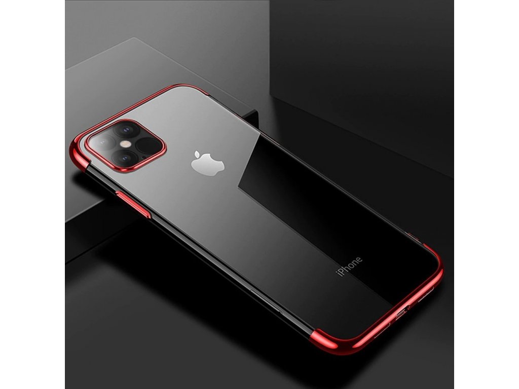 Clear Color case gelové pouzdro s metalickým rámem iPhone 12 Pro Max červené