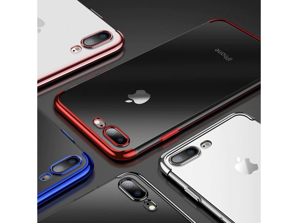 Clear Color case gelové pouzdro s metalickým rámem iPhone 8 Plus / iPhone 7 Plus červené