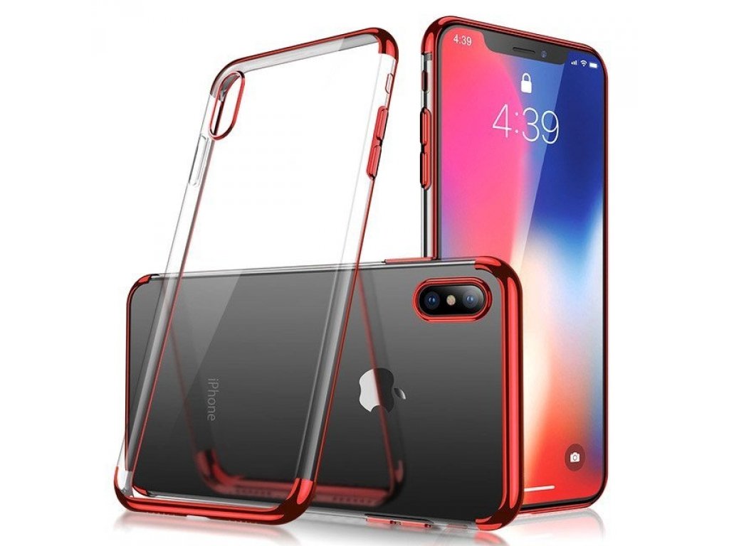 Clear Color case gelové pouzdro s metalickým rámem iPhone XS / iPhone X červené