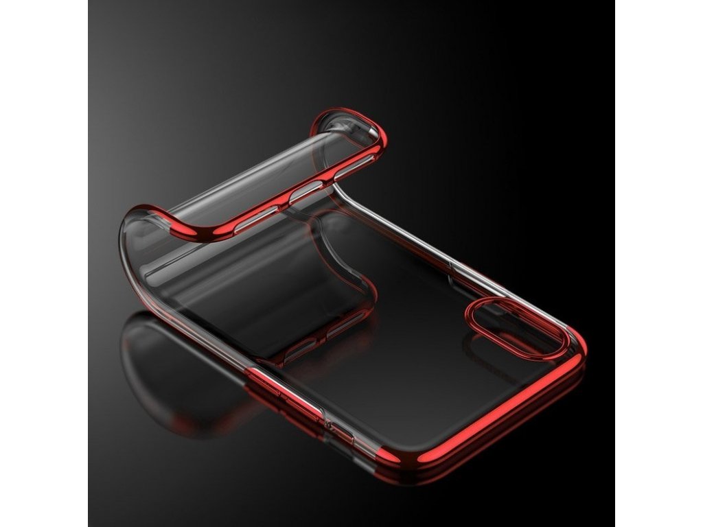 Clear Color case gelové pouzdro s metalickým rámem iPhone XS / iPhone X červené