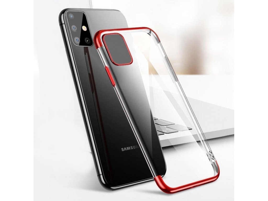 Clear Color case gelové pouzdro s metalickým rámem Samsung Galaxy A51 červené