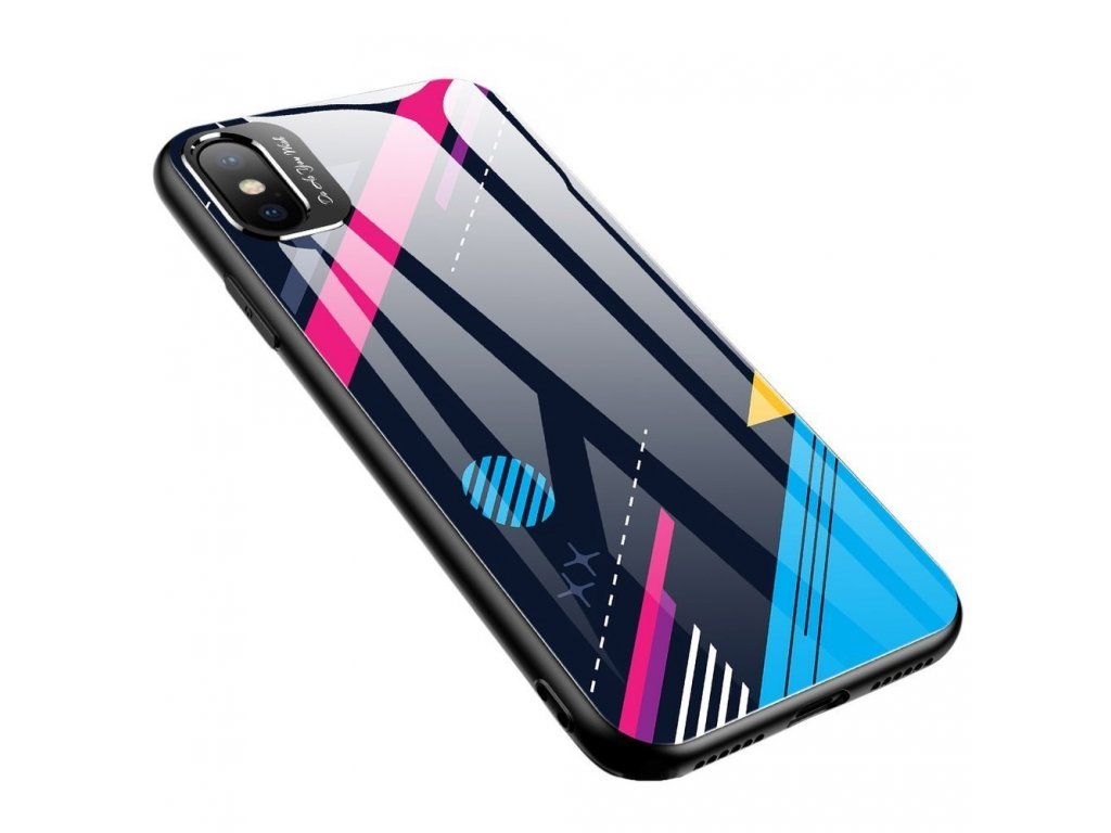 Color Glass Case pouzdro z tvrzeného skla s clonou na kameru iPhone XS / iPhone X vzorek 4