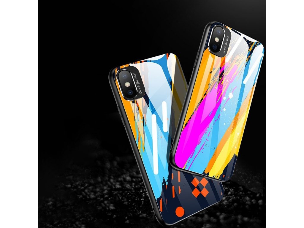 Color Glass Case pouzdro z tvrzeného skla s clonou na kameru iPhone XS / iPhone X vzorek 4