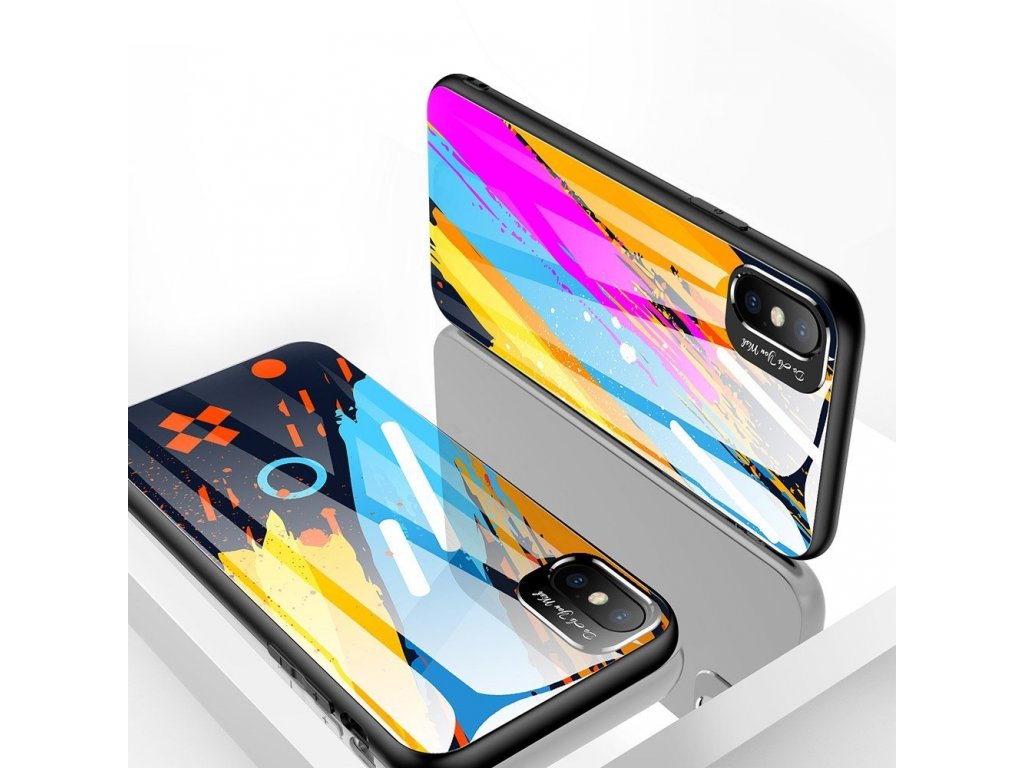 Color Glass Case pouzdro z tvrzeného skla s clonou na kameru iPhone XS / iPhone X vzorek 4