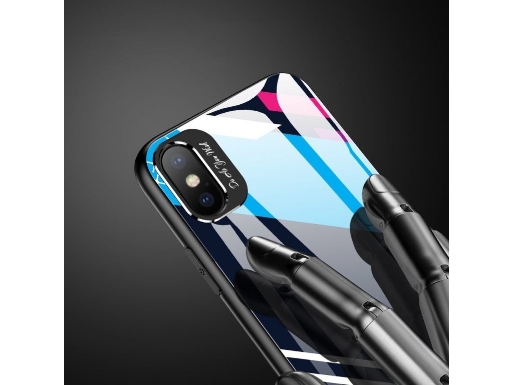 Color Glass Case pouzdro z tvrzeného skla s clonou na kameru iPhone XS / iPhone X vzorek 4