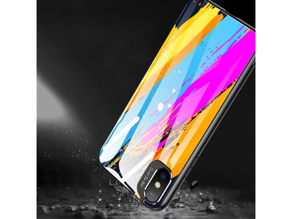 Color Glass Case pouzdro z tvrzeného skla s clonou na kameru iPhone XS / iPhone X vzorek 4