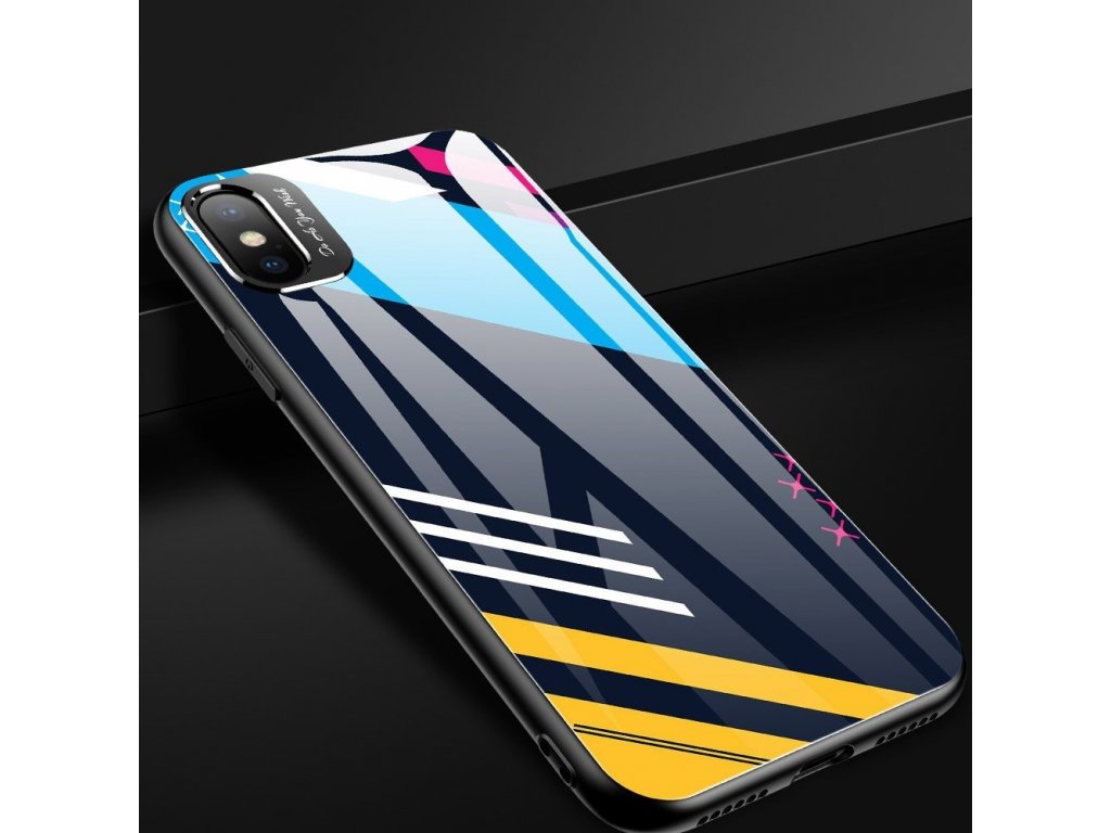 Color Glass Case pouzdro z tvrzeného skla s clonou na kameru iPhone XS / iPhone X vzorek 4