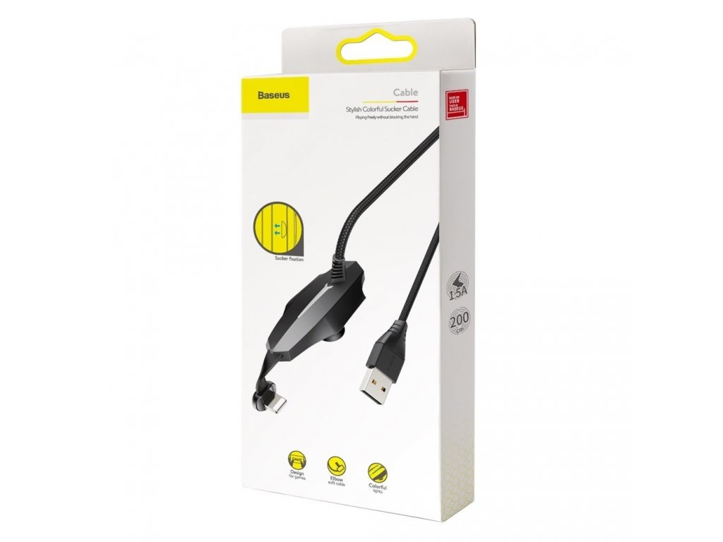 Colorful kabel USB / Lightning s přísavkou pro hráče 1.5A 2m černý (CALXA-B01)