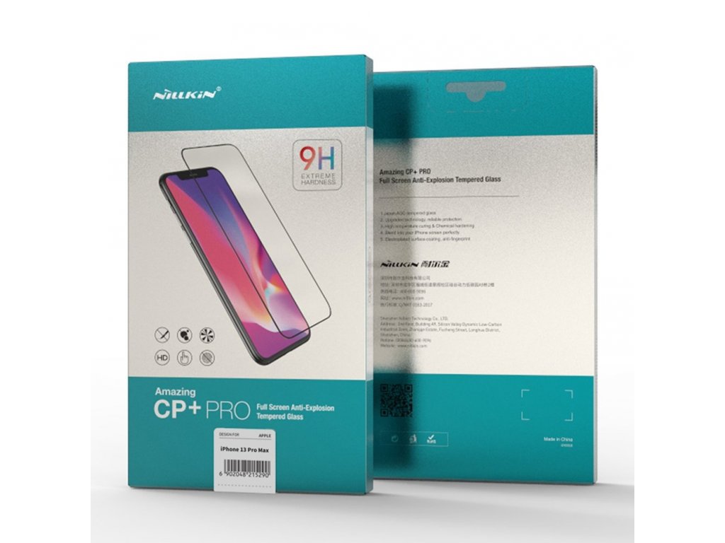 CP+PRO ultratenké tvrzené sklo přes celý displej s rámečkem 9H a tloušťkou 0,2 mm pro iPhone 13 Pro Max černé