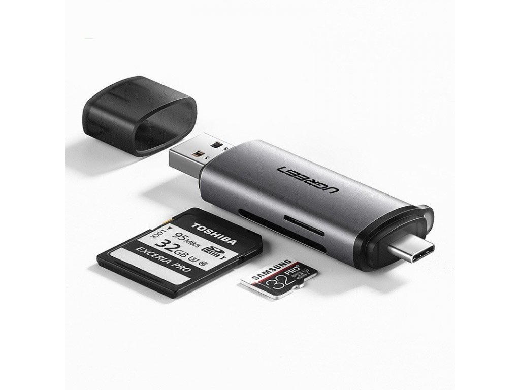 Čtečka karet SD / micro SD na USB 3.0 / USB-C 3.0 šedá (50706)