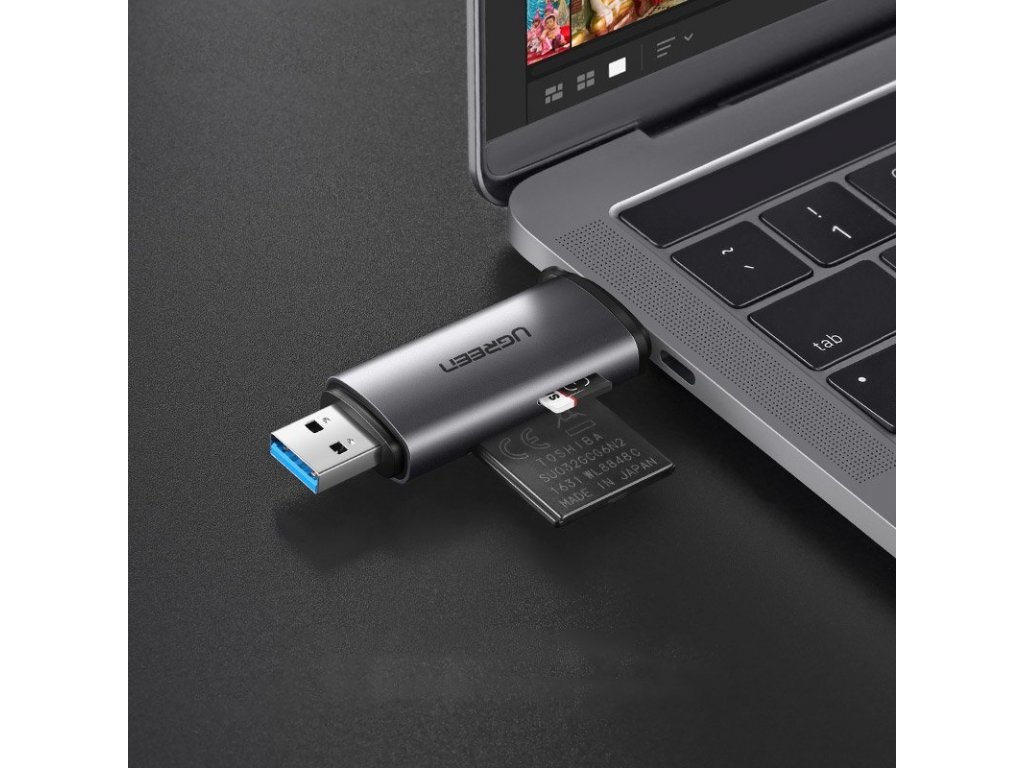 Čtečka karet SD / micro SD na USB 3.0 / USB-C 3.0 šedá (50706)