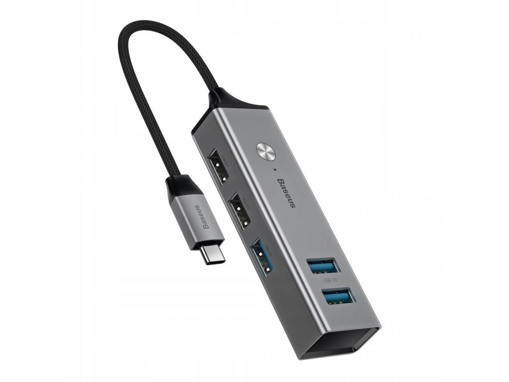 Cube adapter HUB adaptér z konektoru USB-C na 5x USB (3x USB 3.0, 2x USB 2.0) šedý (CAHUB-D0G)