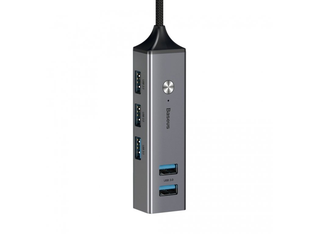 Cube adapter HUB adaptér z konektoru USB-C na 5x USB (3x USB 3.0, 2x USB 2.0) šedý (CAHUB-D0G)