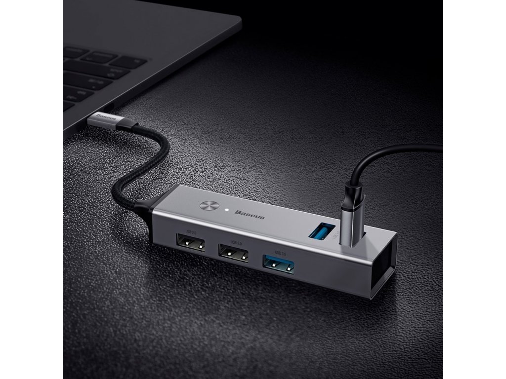 Cube adapter HUB adaptér z konektoru USB-C na 5x USB (3x USB 3.0, 2x USB 2.0) šedý (CAHUB-D0G)