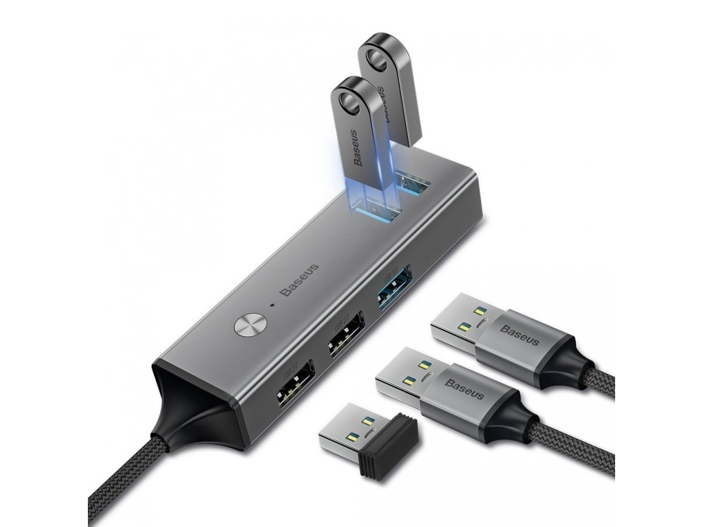 Cube adapter HUB adaptér z konektoru USB-C na 5x USB (3x USB 3.0, 2x USB 2.0) šedý (CAHUB-D0G)