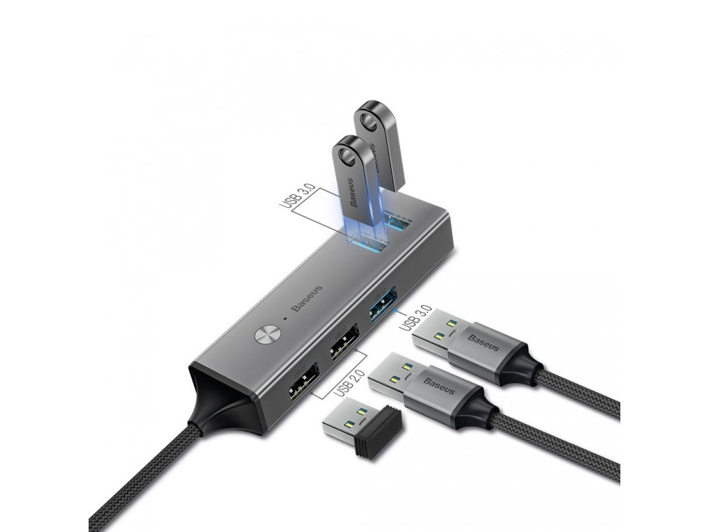 Cube adapter HUB adaptér z konektoru USB-C na 5x USB (3x USB 3.0, 2x USB 2.0) šedý (CAHUB-D0G)