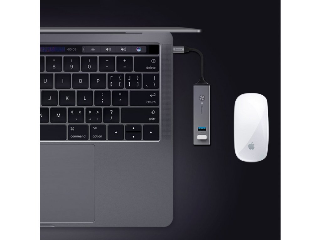 Cube adapter HUB adaptér z konektoru USB-C na 5x USB (3x USB 3.0, 2x USB 2.0) šedý (CAHUB-D0G)