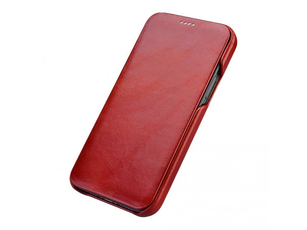 Curved Edge Vintage Folio kožené pouzdro iPhone 12 Pro Max červené (RIX1202 red)