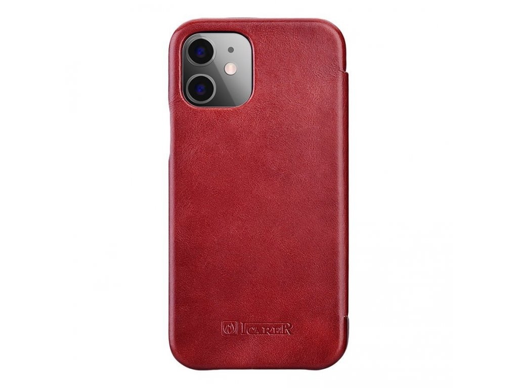 Curved Edge Vintage Folio kožené pouzdro iPhone 12 Pro Max červené (RIX1202 red)