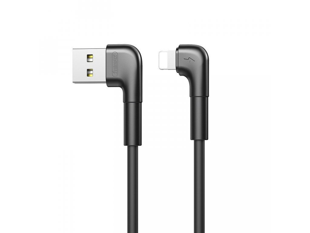 Datový kabel řady Tenky USB - Lightning s bočním konekorem 2,1 A 1 m černý (RC-014i černý)