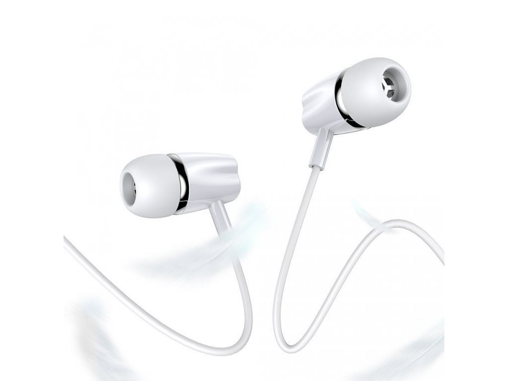 Drátová sluchátka do uší s 3,5 mm mini jackem, dálkovým ovládáním a mikrofonem, bílá (JR-EL114)
