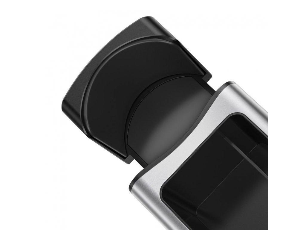 Držák nápojů do auta HUB 2x USB nabíjení - stříbrný