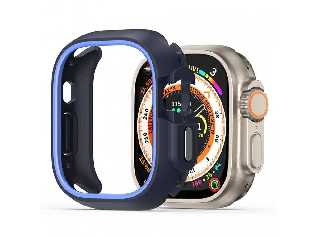 Pouzdro DUX DUCIS Bamo pro Apple Watch Ultra/Ultra 2 49 mm z tvrdého PC + měkkého silikonu - půlnoční/modré