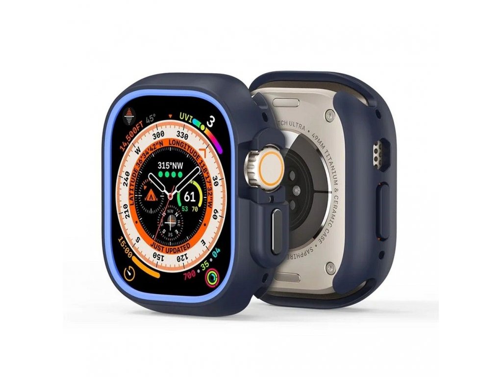 Pouzdro DUX DUCIS Bamo pro Apple Watch Ultra/Ultra 2 49 mm z tvrdého PC + měkkého silikonu - půlnoční/modré