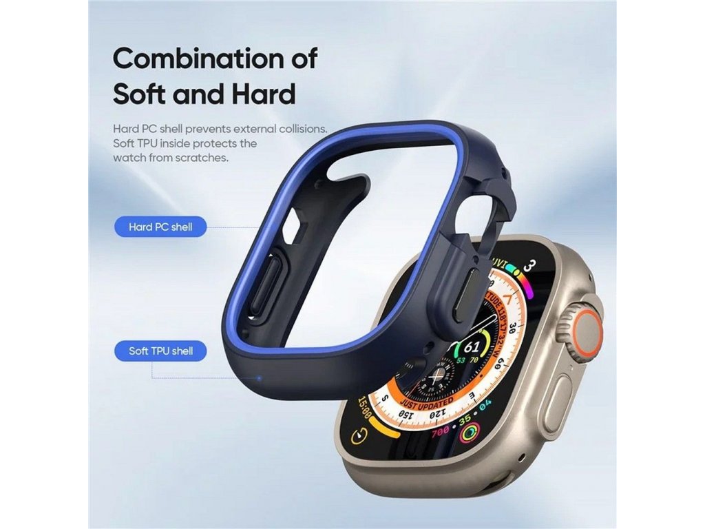 Pouzdro DUX DUCIS Bamo pro Apple Watch Ultra/Ultra 2 49 mm z tvrdého PC + měkkého silikonu - půlnoční/modré