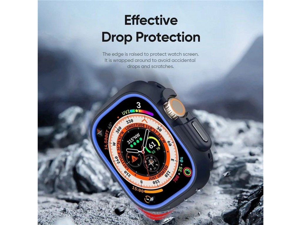 Pouzdro DUX DUCIS Bamo pro Apple Watch Ultra/Ultra 2 49 mm z tvrdého PC + měkkého silikonu - půlnoční/modré