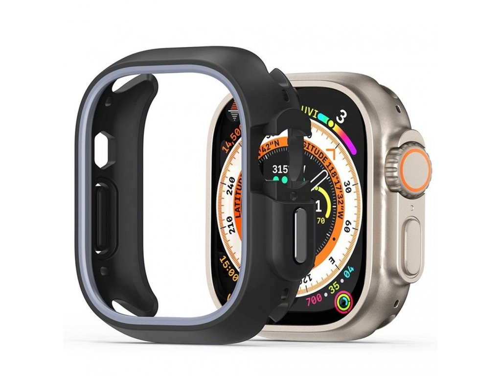 Pouzdro DUX DUCIS Bamo pro Apple Watch Ultra/Ultra 2 49 mm z tvrdého PC + měkkého silikonu - půlnoční/šedá